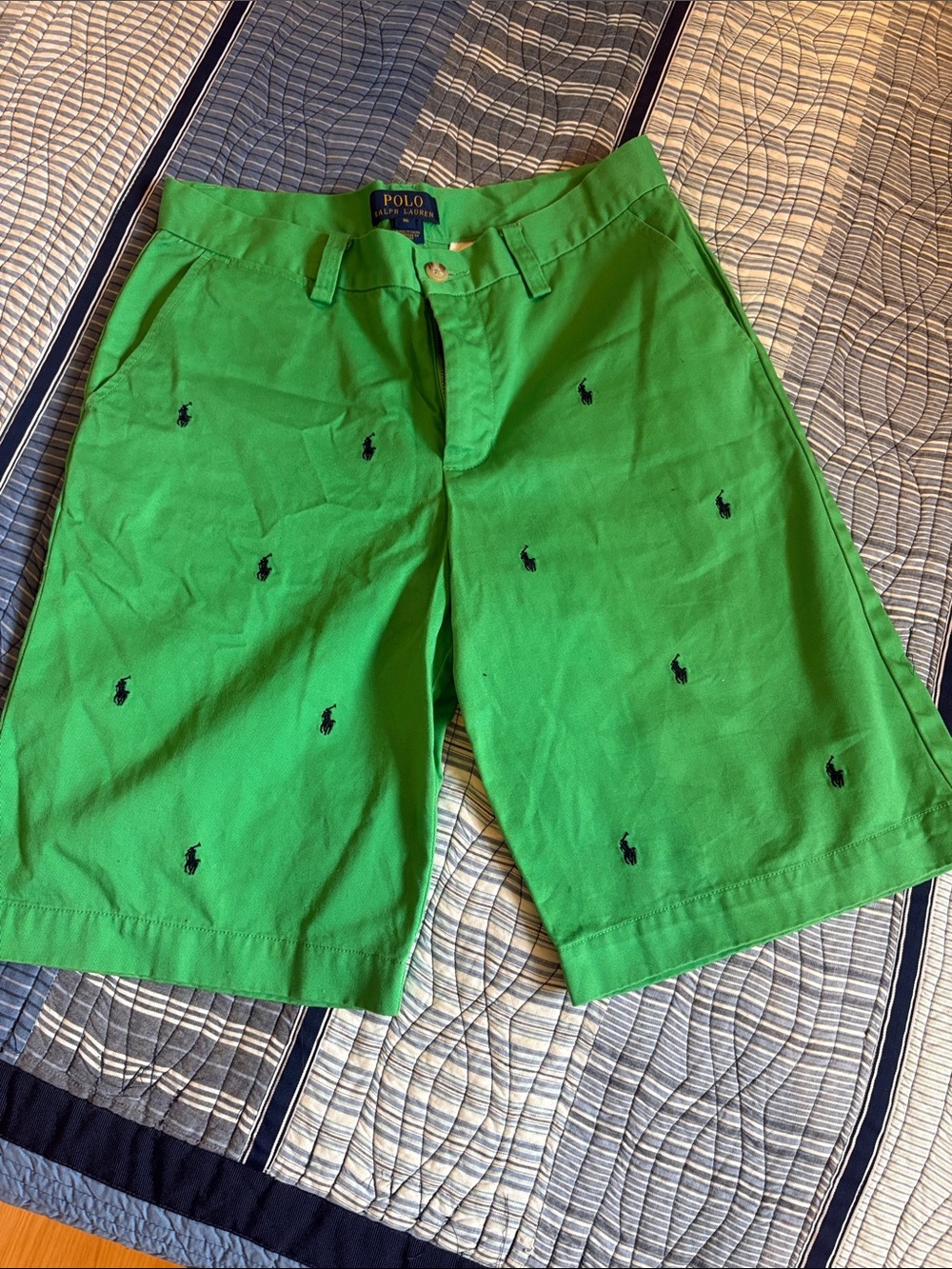 Polo by Ralph Lauren Green Shorts with Navy Pony Embroidery